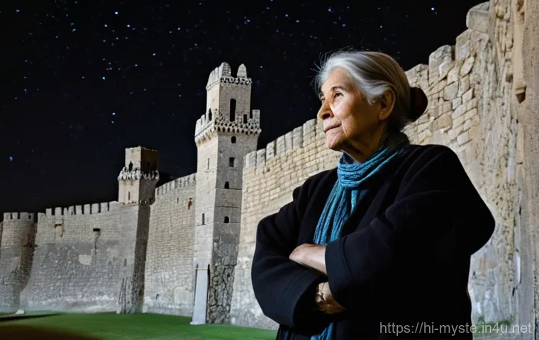 스페인 아빌라의 신비한 빛 - **Prompt:** A mesmerizing wide shot of the ancient, towering walls of &Aacute;vila at a serene night. The m...