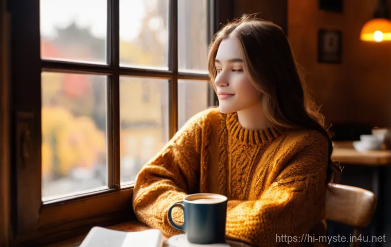 자메이카 트레저 헌터 사건 - **Prompt 1: Cozy Autumn Cafe Scene**
    A young woman, approximately 20-25 years old, with warm bro...