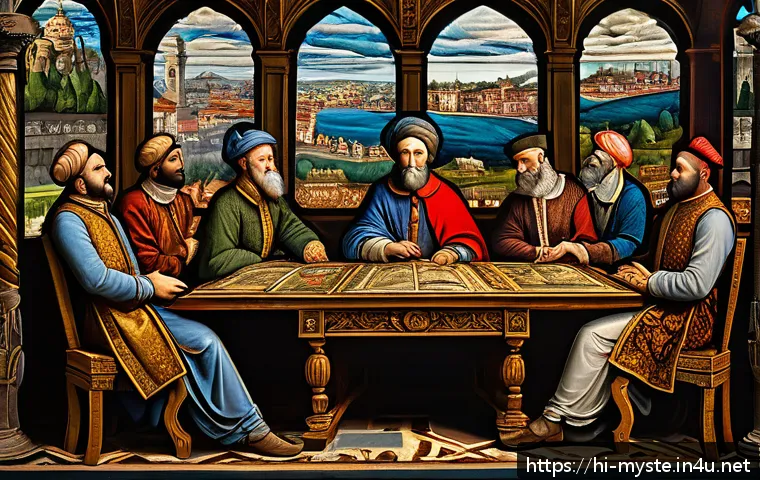 플로렌스 산 마르코 실종 사건 - A detailed Renaissance-era political scene in Florence depicting intense discussions among rival pol...